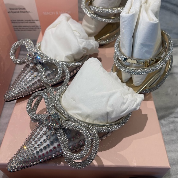 MACH & MACH Double Bow PVC Crystal Rays Flats (15mm) NIB size 38 - Picture 9 of 12